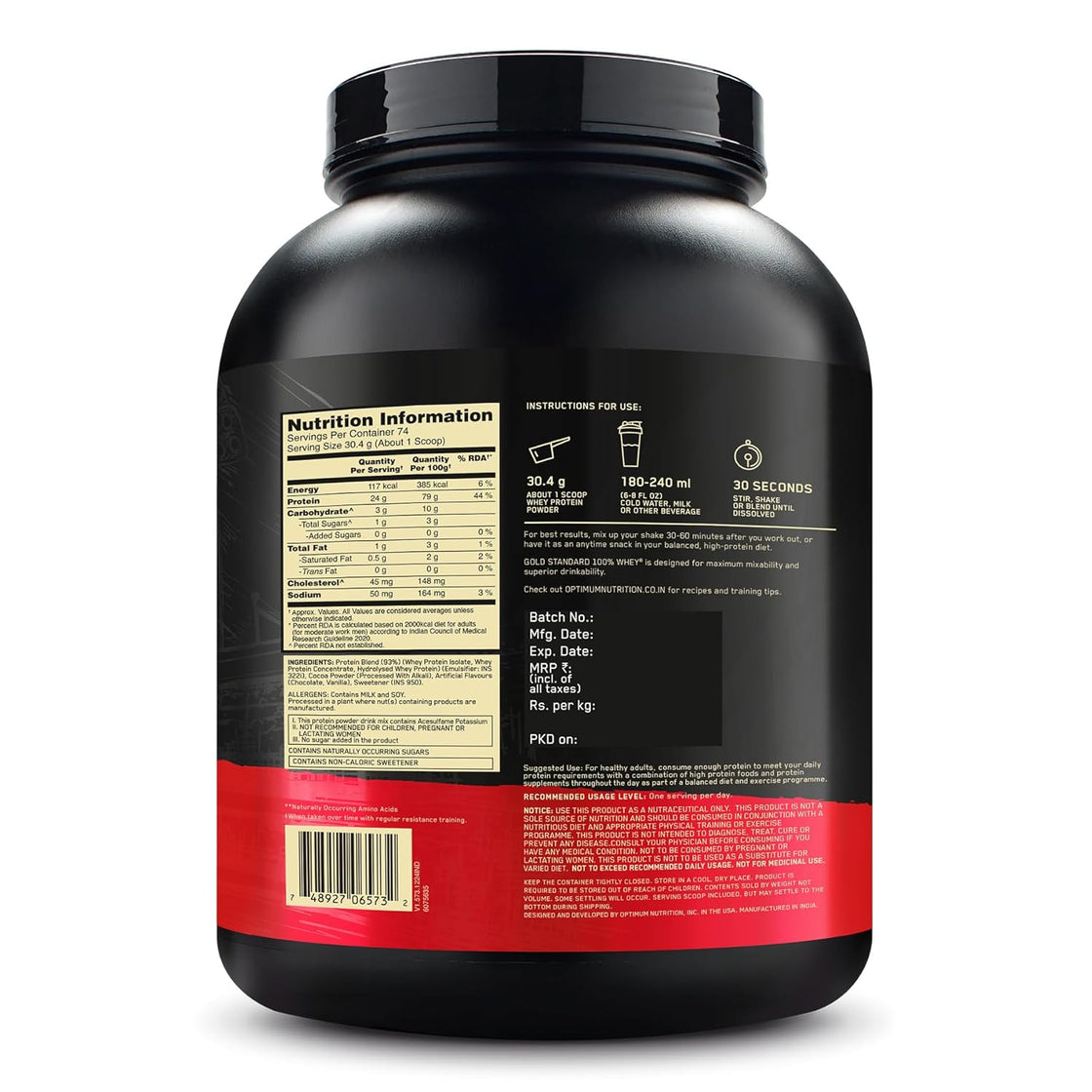 Optimum Nutrition (ON) Gold Standard 100% Whey Protein Powder 5 lbs, 2.27 kgs
