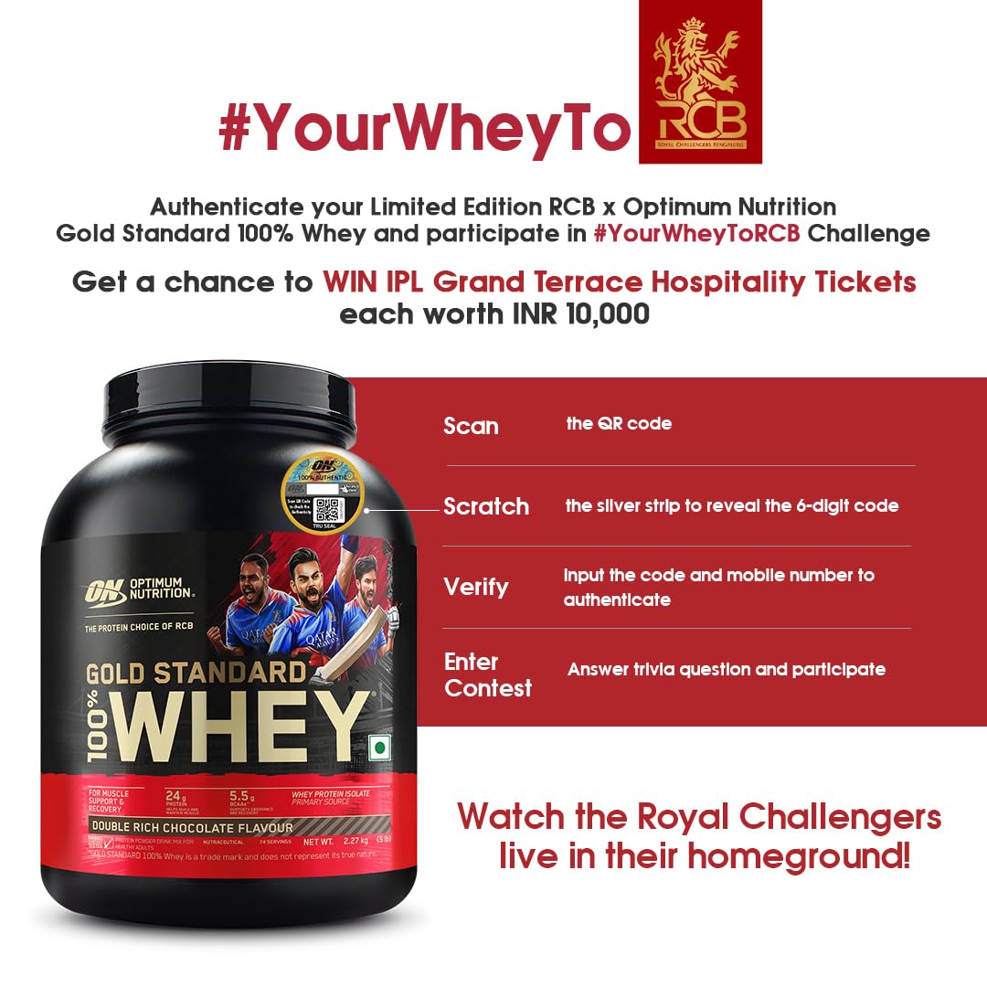 Optimum Nutrition (ON) Gold Standard 100% Whey Protein Powder 5 lbs, 2.27 kgs