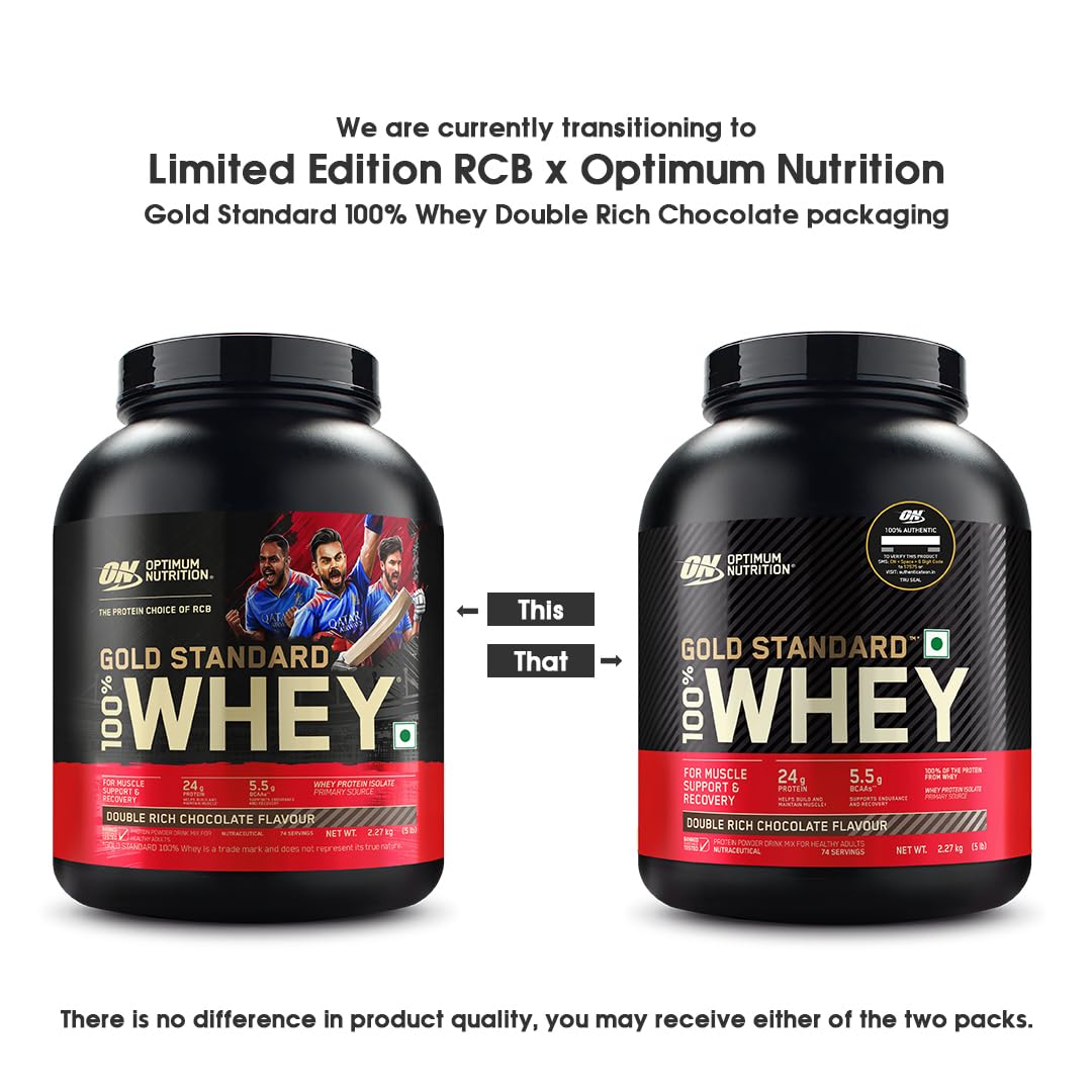 Optimum Nutrition (ON) Gold Standard 100% Whey Protein Powder 5 lbs, 2.27 kgs
