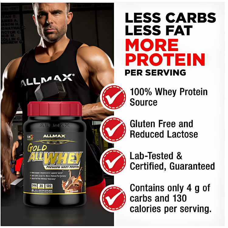 ALLMAX Gold AllWhey Premium Whey Protein, 5 lbs, 2.27kg + Medicine Ball or Ankle Weight