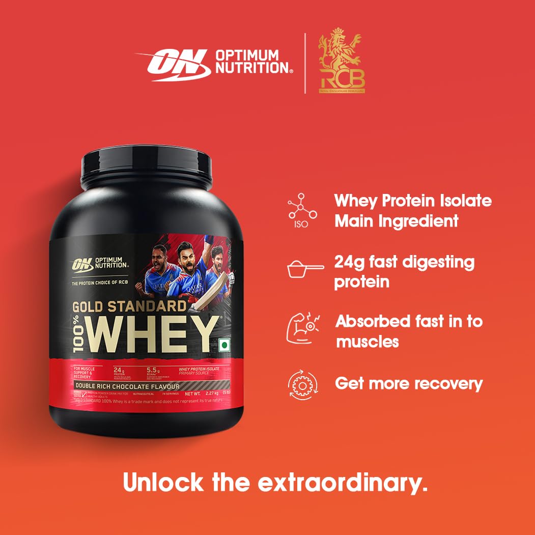 Optimum Nutrition (ON) Gold Standard 100% Whey Protein Powder 5 lbs, 2.27 kgs