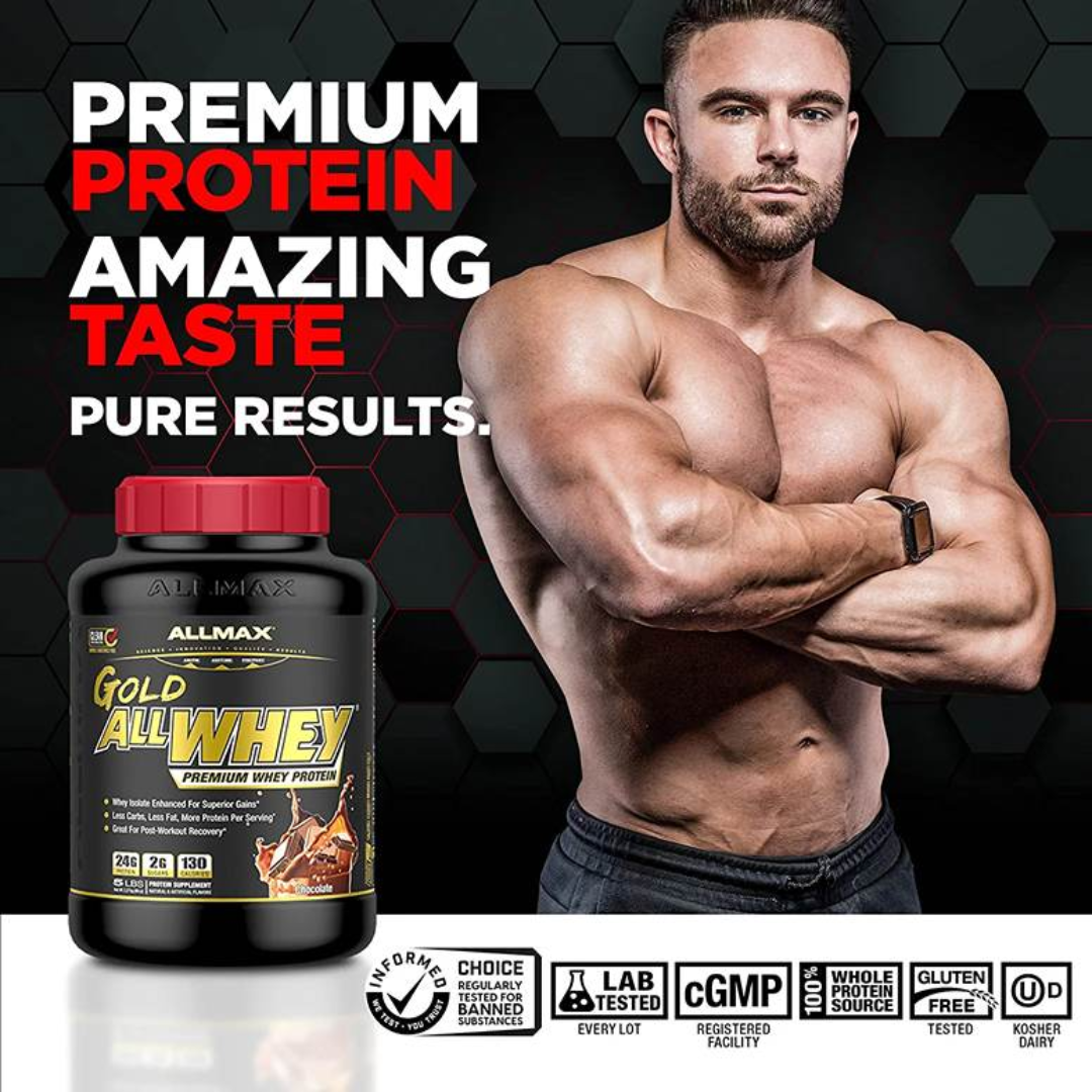 ALLMAX Gold AllWhey Premium Whey Protein, 5 lbs, 2.27kg (Vanilla)