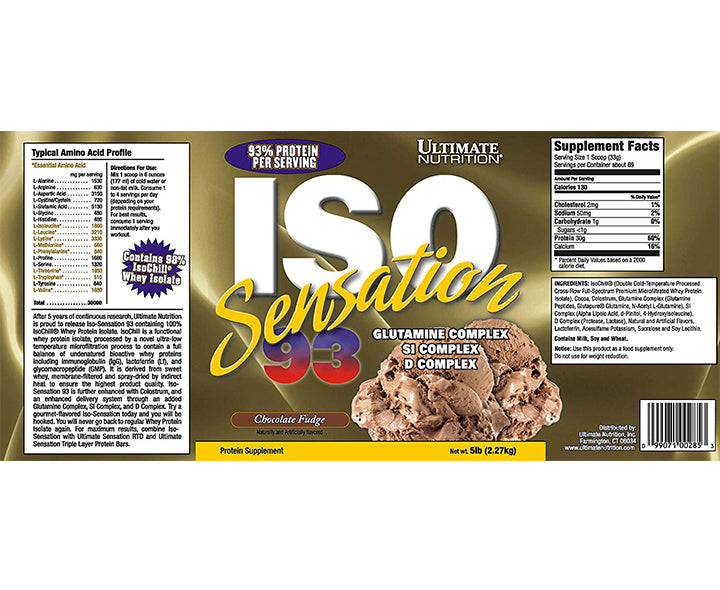 Ultimate Nutrition ISO Sensation - Chocolate Fudge - 5Lbs !